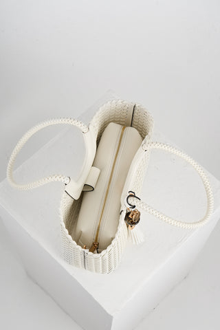 Paige White Small Whipstitch Tote