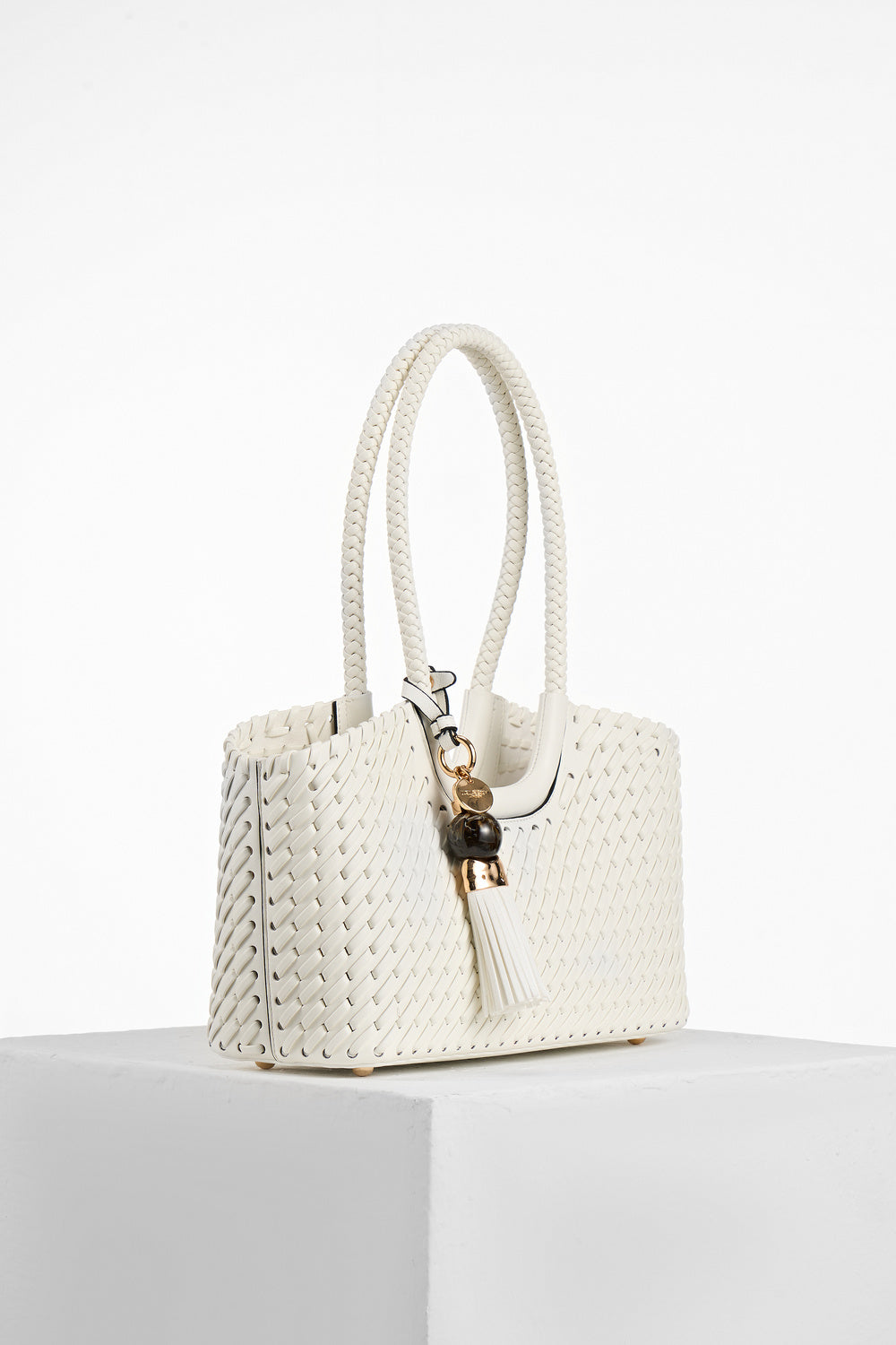 Paige White Small Whipstitch Tote