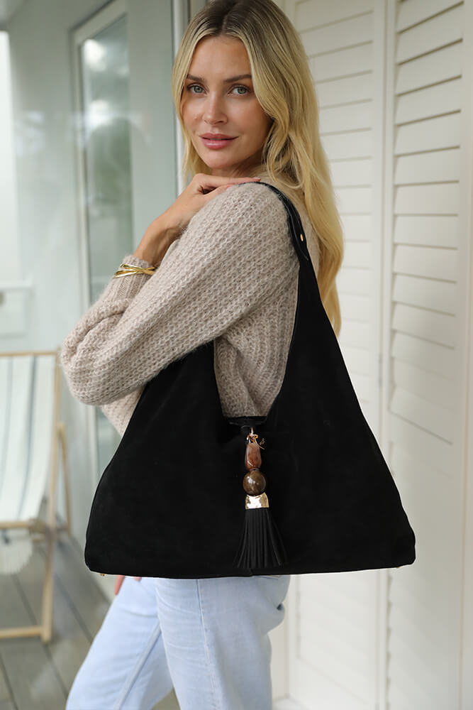 Pandora Black Suede Hobo