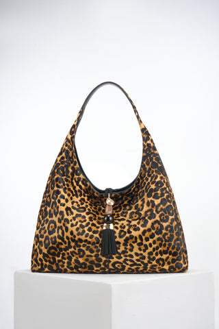 Pandora Leopard Cowhide Slouch Hobo