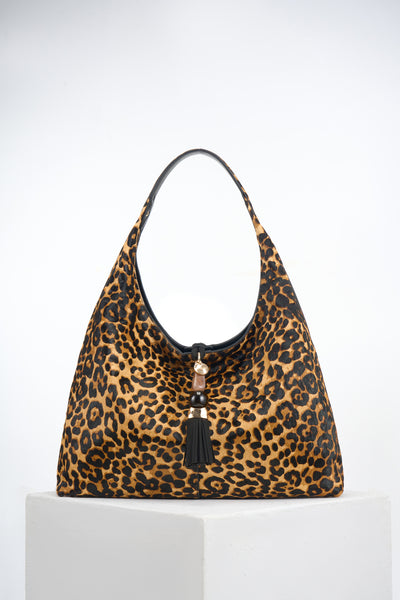 Pandora Leopard Cowhide Slouch Hobo
