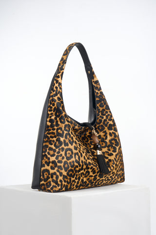 Pandora Leopard Cowhide Slouch Hobo