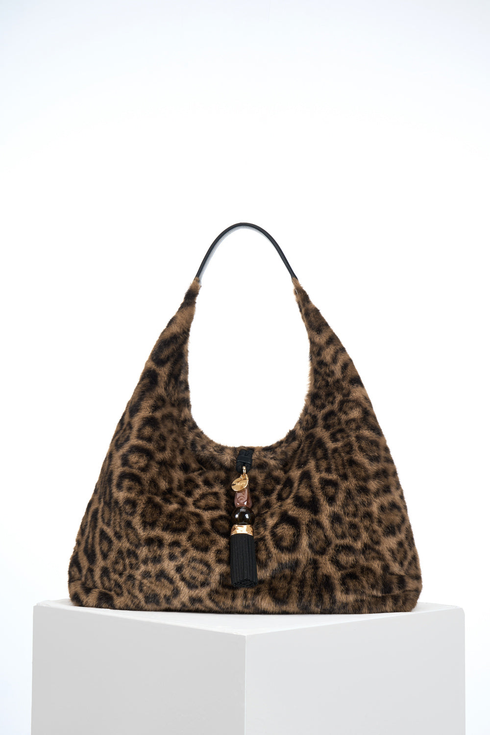 Pandora Leopard Faux Fur Slouch Hobo