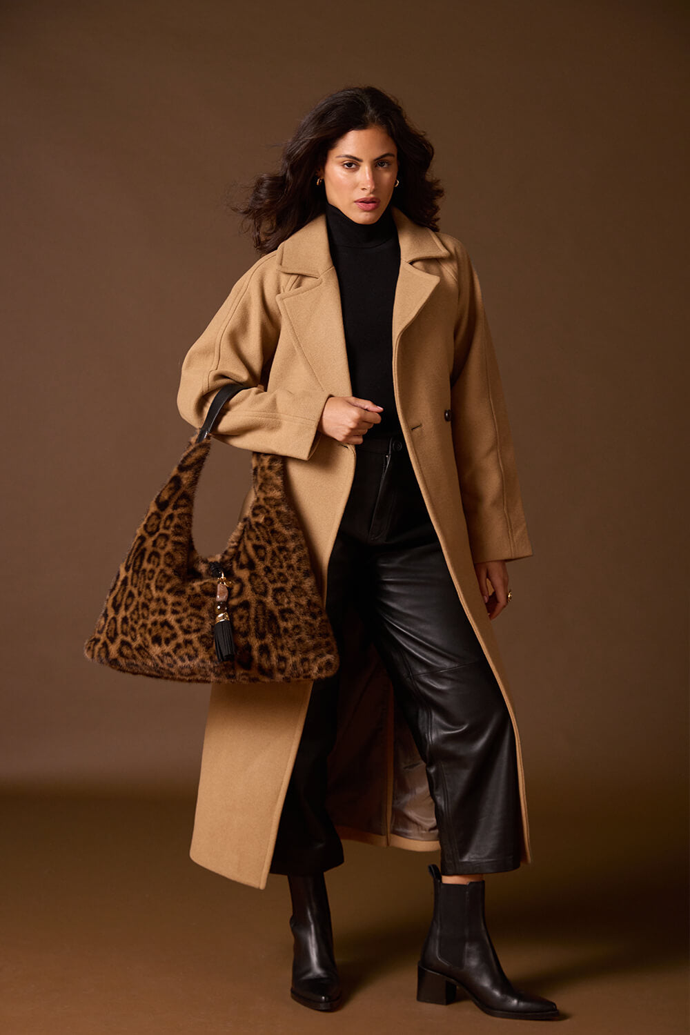 Pandora Leopard Faux Fur Slouch Hobo