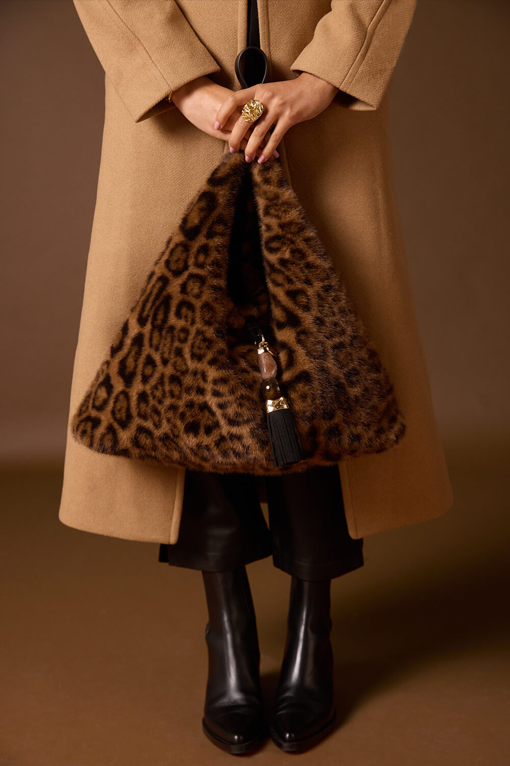 Pandora Leopard Faux Fur Slouch Hobo