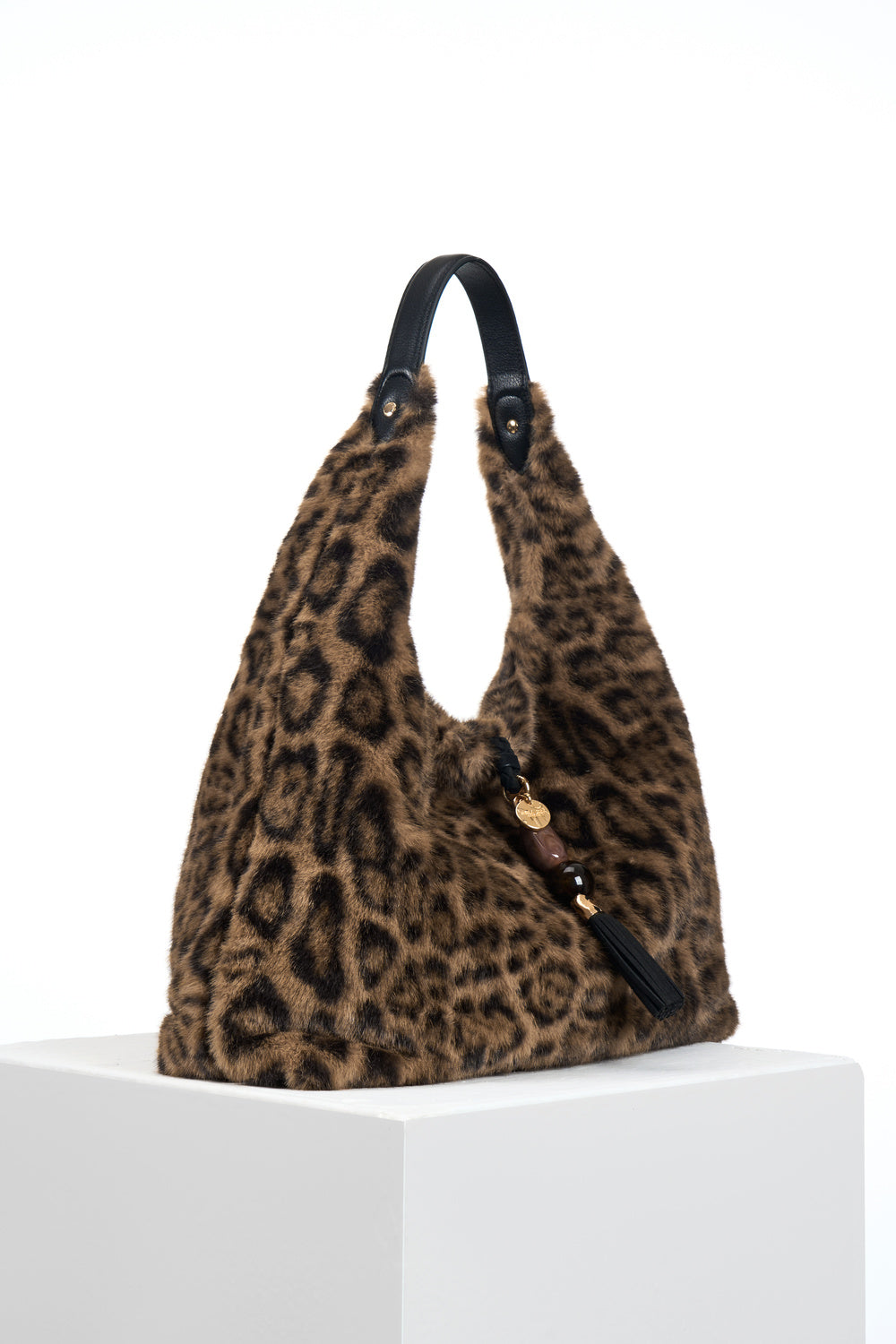 Pandora Leopard Faux Fur Slouch Hobo