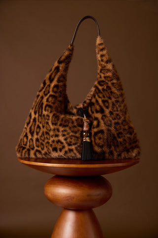 Pandora Leopard Faux Fur Slouch Hobo