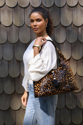 Pandora Leopard Cowhide Slouch Hobo