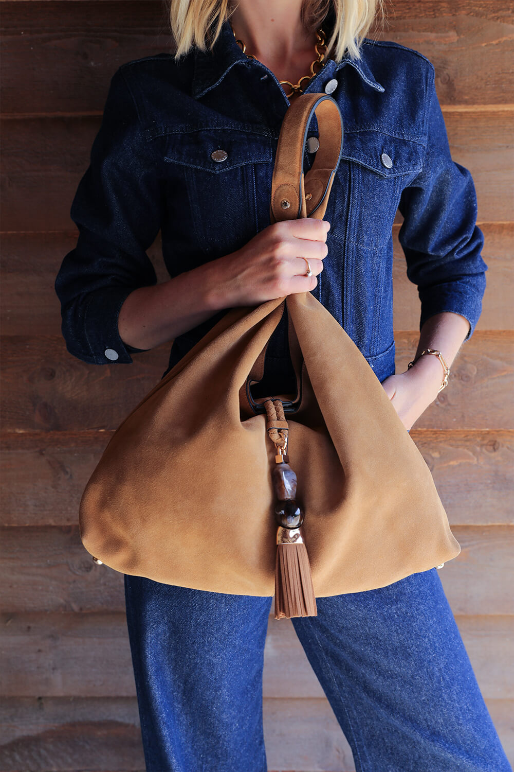 Pandora Tan Suede Hobo