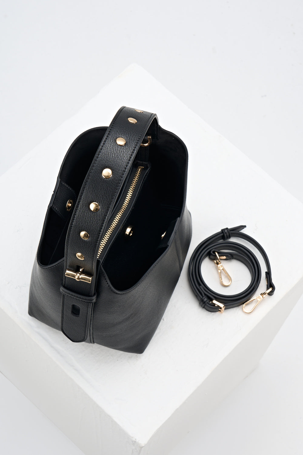 Roxanne Black Recycled Suede Grab Handle Bag