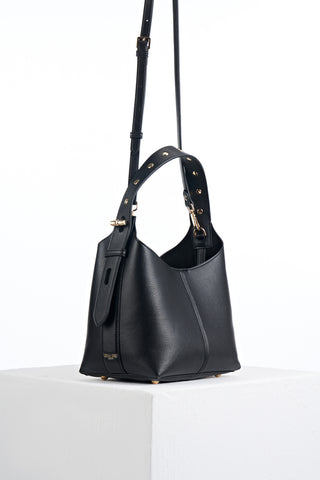 Roxanne Black Recycled Suede Grab Handle Bag