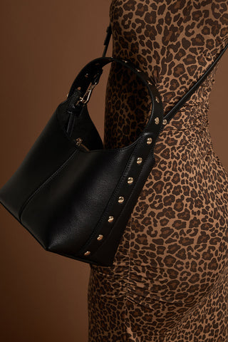 Roxanne Black Recycled Suede Grab Handle Bag