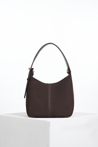 Roxanne Chocolate Recycled Suede Grab Handle Bag