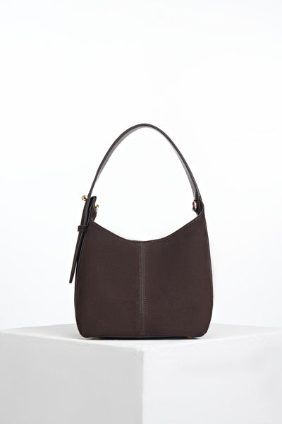 Roxanne Chocolate Recycled Suede Grab Handle Bag