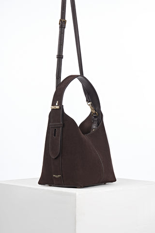 Roxanne Chocolate Recycled Suede Grab Handle Bag