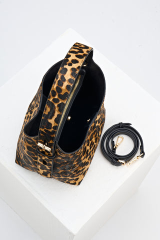 Roxanne Leopard Cowhide Grab Handle Bag