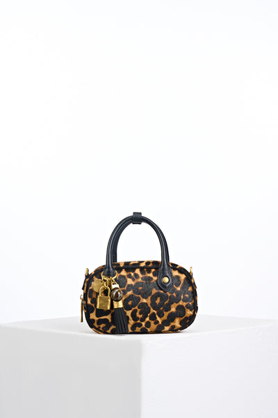 Ruthanna Leopard Cowhide Mini Bowler