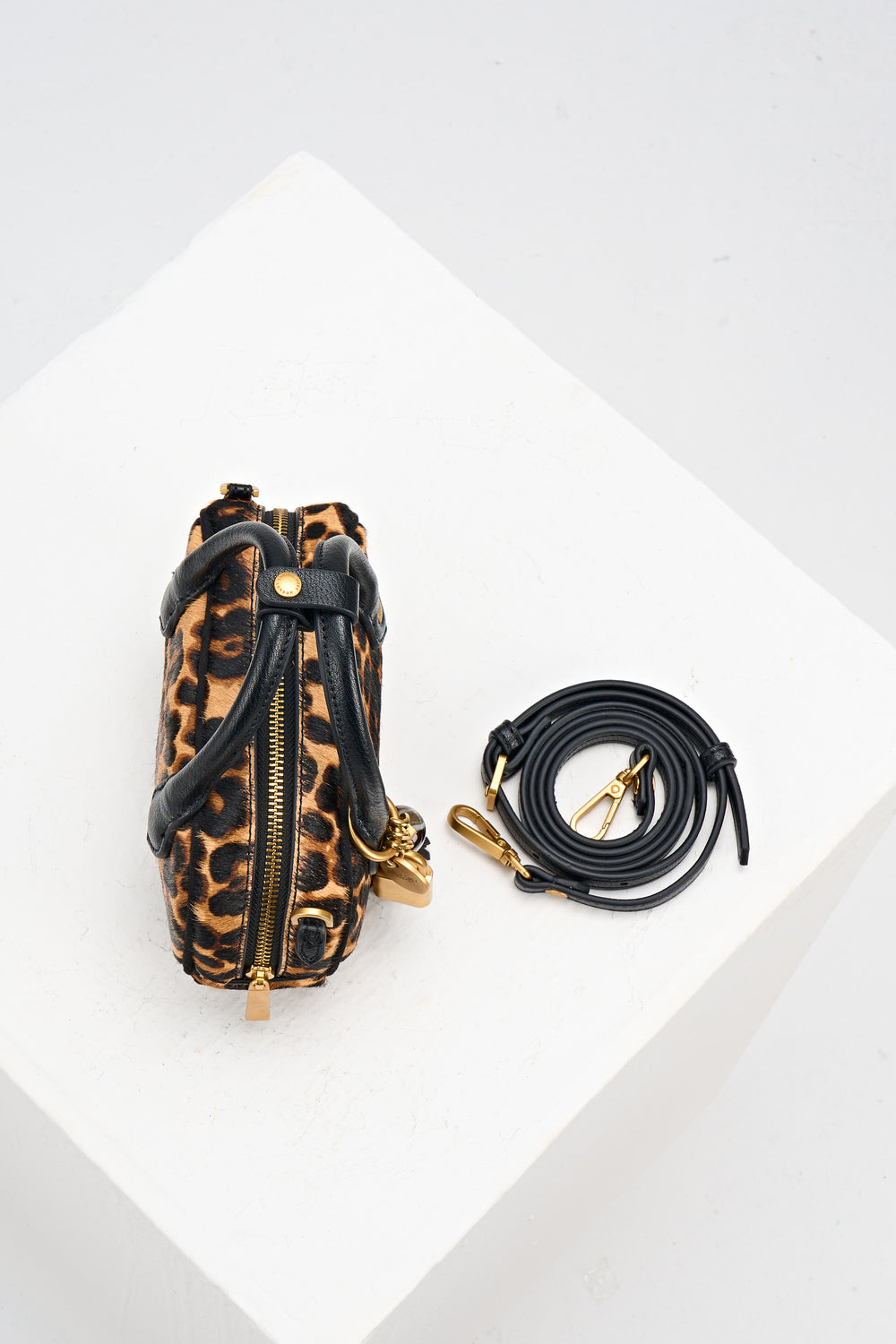 Ruthanna Leopard Cowhide Mini Bowler