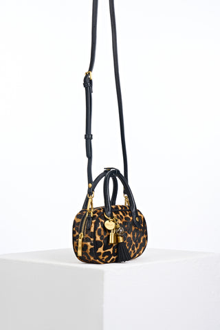 Ruthanna Leopard Cowhide Mini Bowler