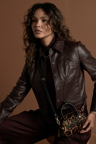 Ruthanna Leopard Cowhide Mini Bowler