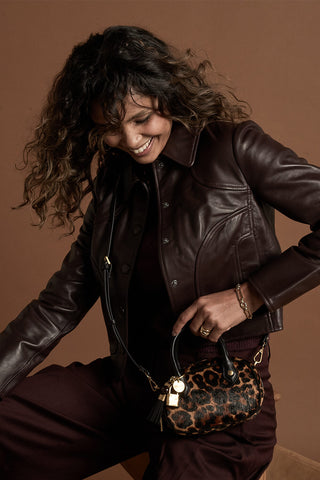 Ruthanna Leopard Cowhide Mini Bowler