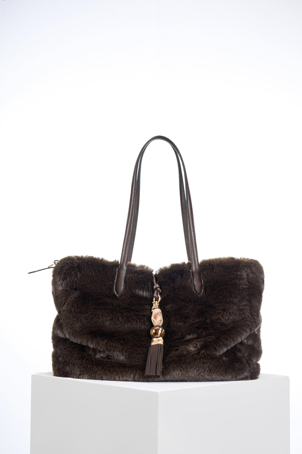 Sandrine Chocolate Faux Fur Large Tote