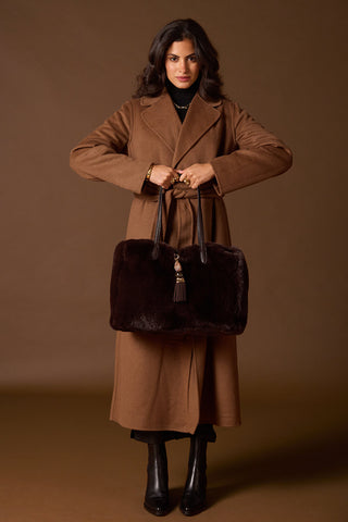 Sandrine Chocolate Faux Fur Large Tote