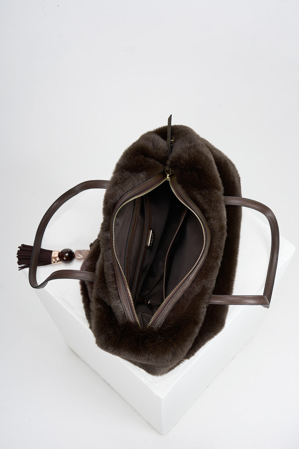 Sandrine Chocolate Faux Fur Large Tote