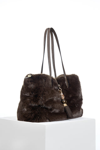 Sandrine Chocolate Faux Fur Large Tote