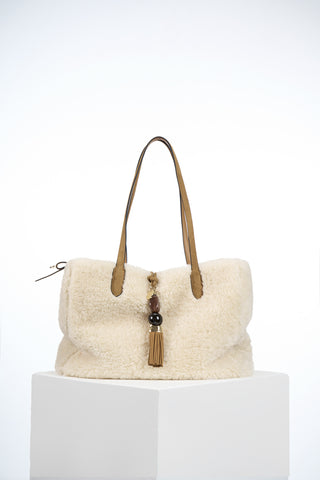 Sandrine Ecru Borg Large Tote
