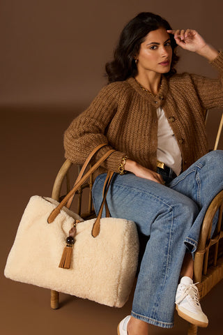 Sandrine Ecru Borg Large Tote