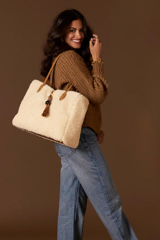 Sandrine Ecru Borg Large Tote