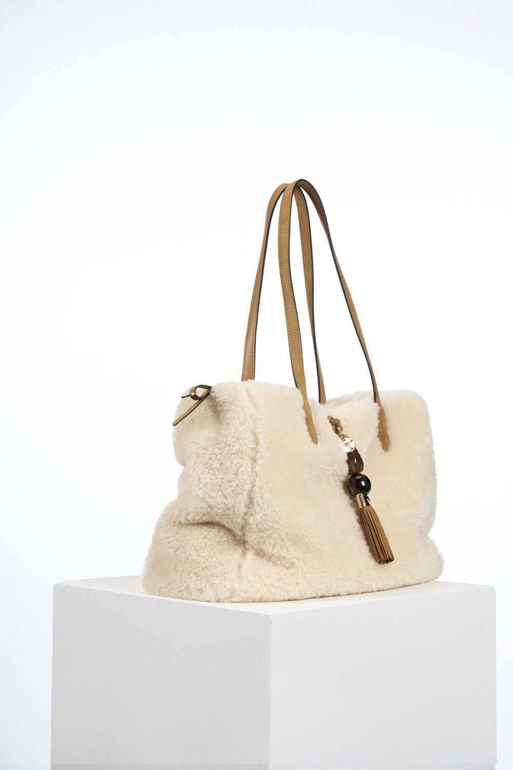 Sandrine Ecru Borg Large Tote