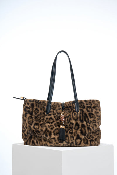 Sandrine Leopard Faux Fur Large Tote