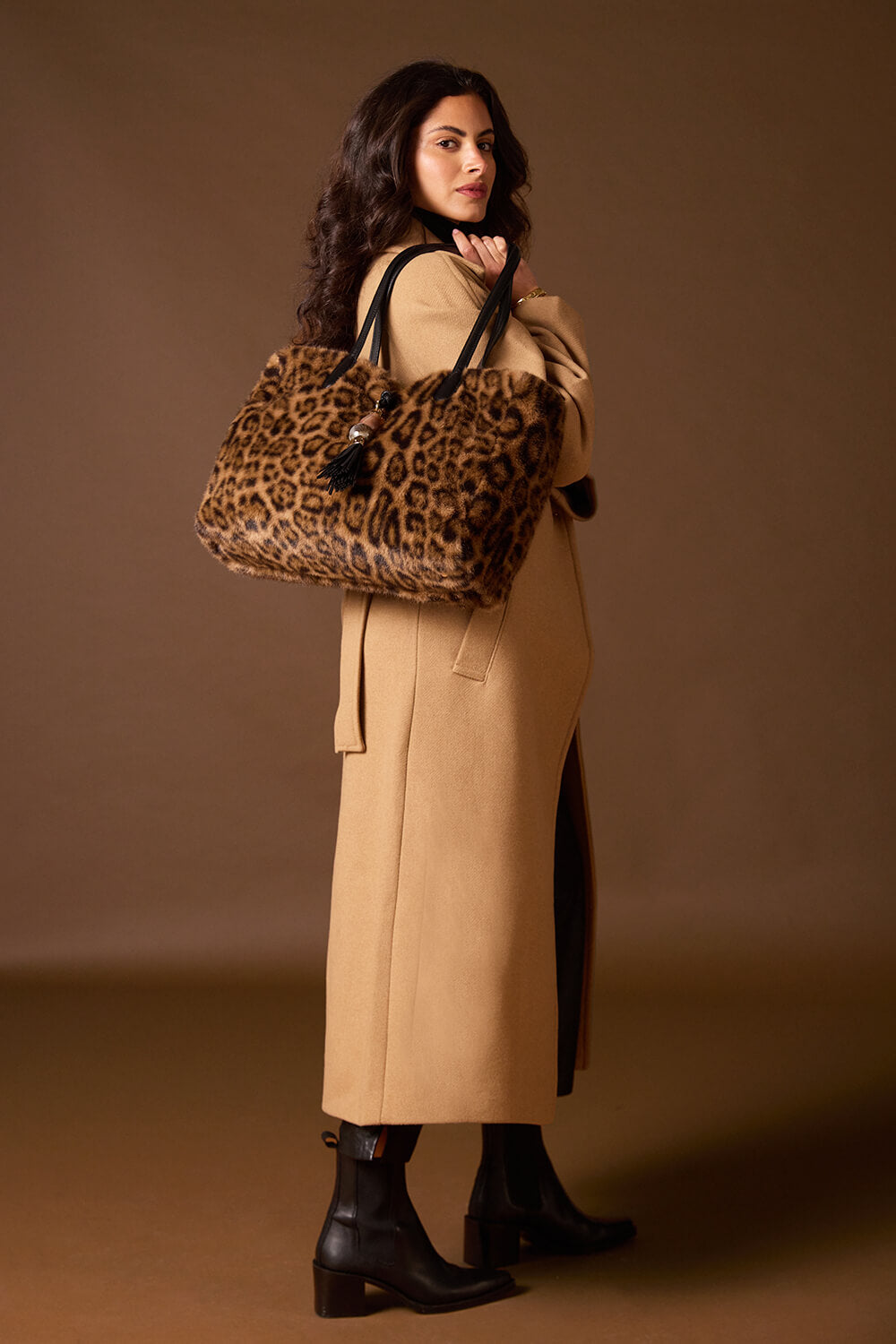 Sandrine Leopard Faux Fur Large Tote