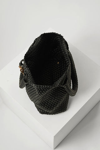 Saskia Black Large Woven Tote