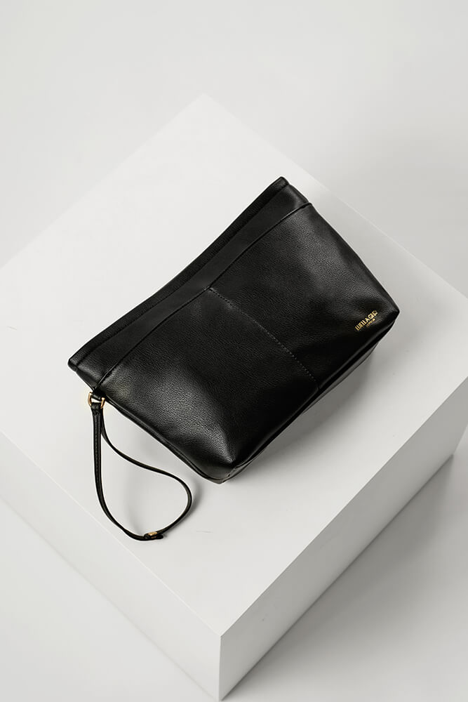 Saskia Black Large Woven Tote