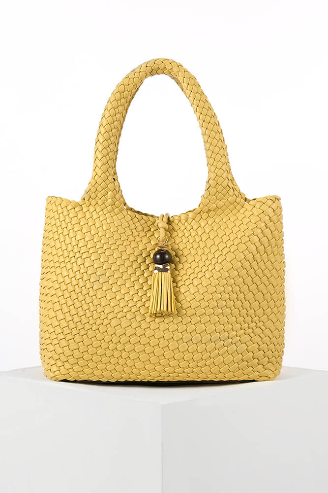 Saskia Buttercup Yellow Large Woven Tote