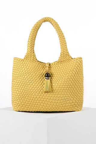 Saskia Buttercup Yellow Large Woven Tote