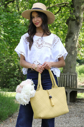 Saskia Buttercup Yellow Large Woven Tote