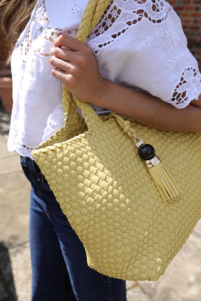 Saskia Buttercup Yellow Large Woven Tote