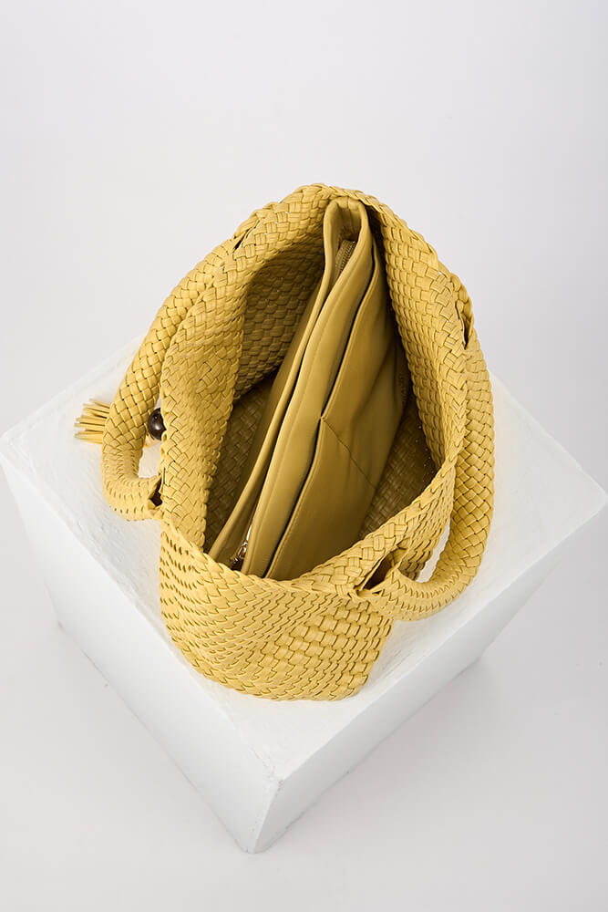 Saskia Buttercup Yellow Large Woven Tote