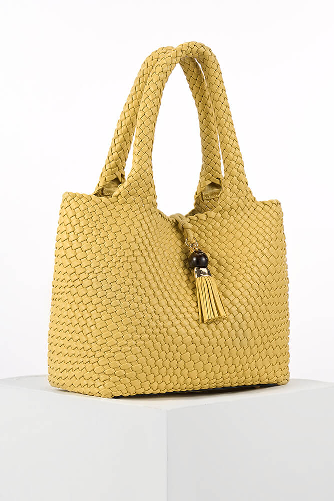 Saskia Buttercup Yellow Large Woven Tote