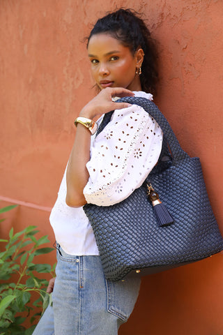 Saskia Denim Blue Woven Tote