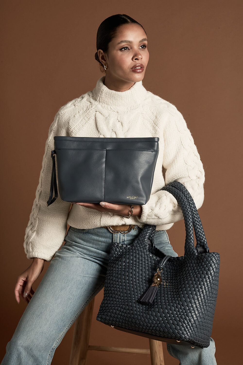 Saskia Denim Blue Woven Tote