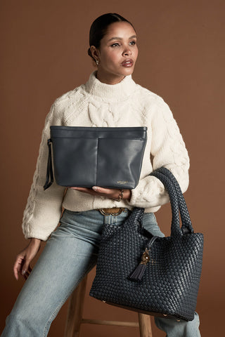Saskia Denim Blue Woven Tote