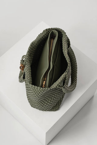 Saskia Khaki Large Woven Tote
