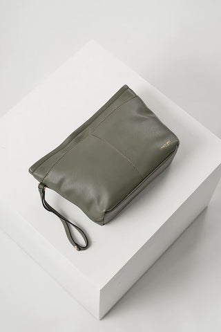 Saskia Khaki Large Woven Tote