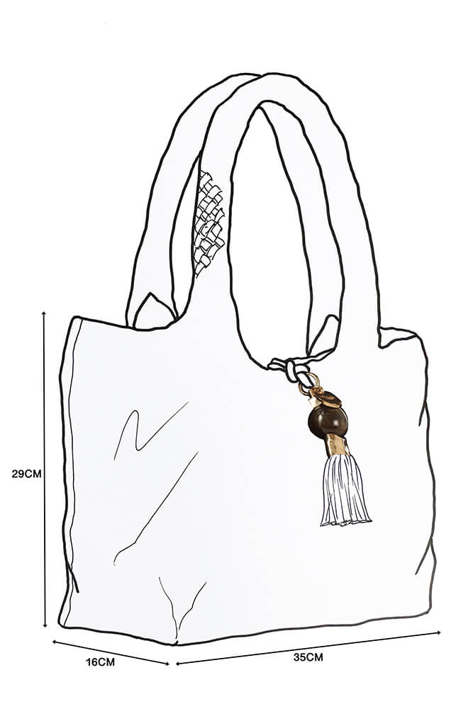 Saskia Black Large Woven Tote