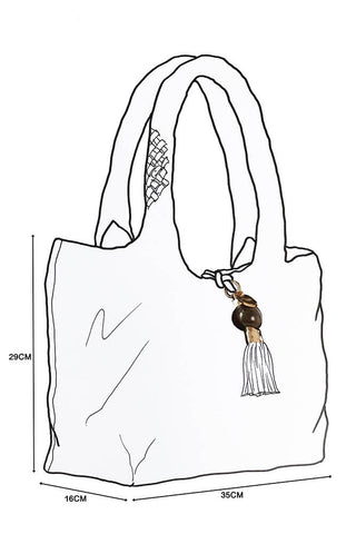 Saskia Black Large Woven Tote